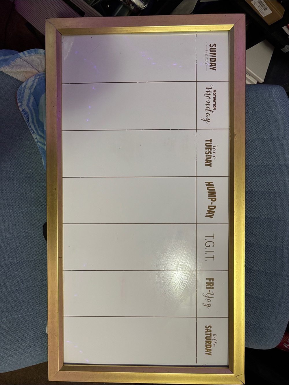 Weekly Magnetic Planner Board in White and Gold